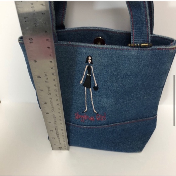Blue Denim Sunny Hawaii “The Girls” Bag with embroidery and matching coin purse - Picture 8 of 13